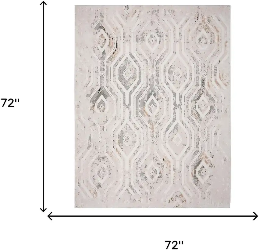 Cream And Gray Ikat Area Rug Photo 7