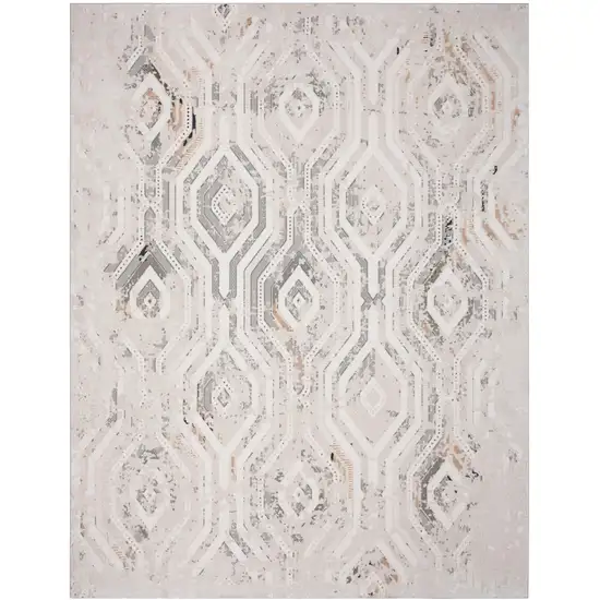 Cream And Gray Ikat Area Rug Photo 2