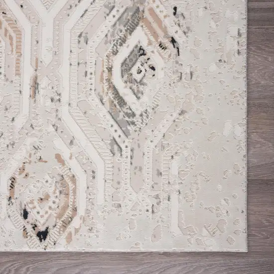 Cream And Gray Ikat Area Rug Photo 5