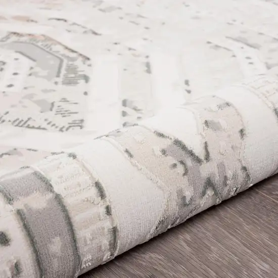 Cream And Gray Ikat Area Rug Photo 4