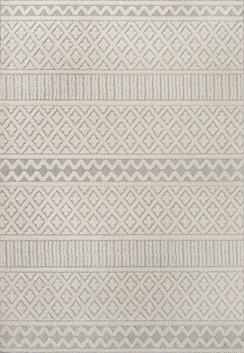 Cream And Gray Trellis Indoor Outdoor Area Rug Photo 1