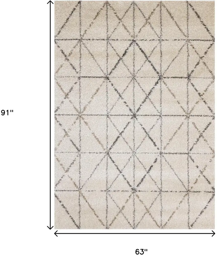 Cream And Gray Tribal Area Rug Photo 3