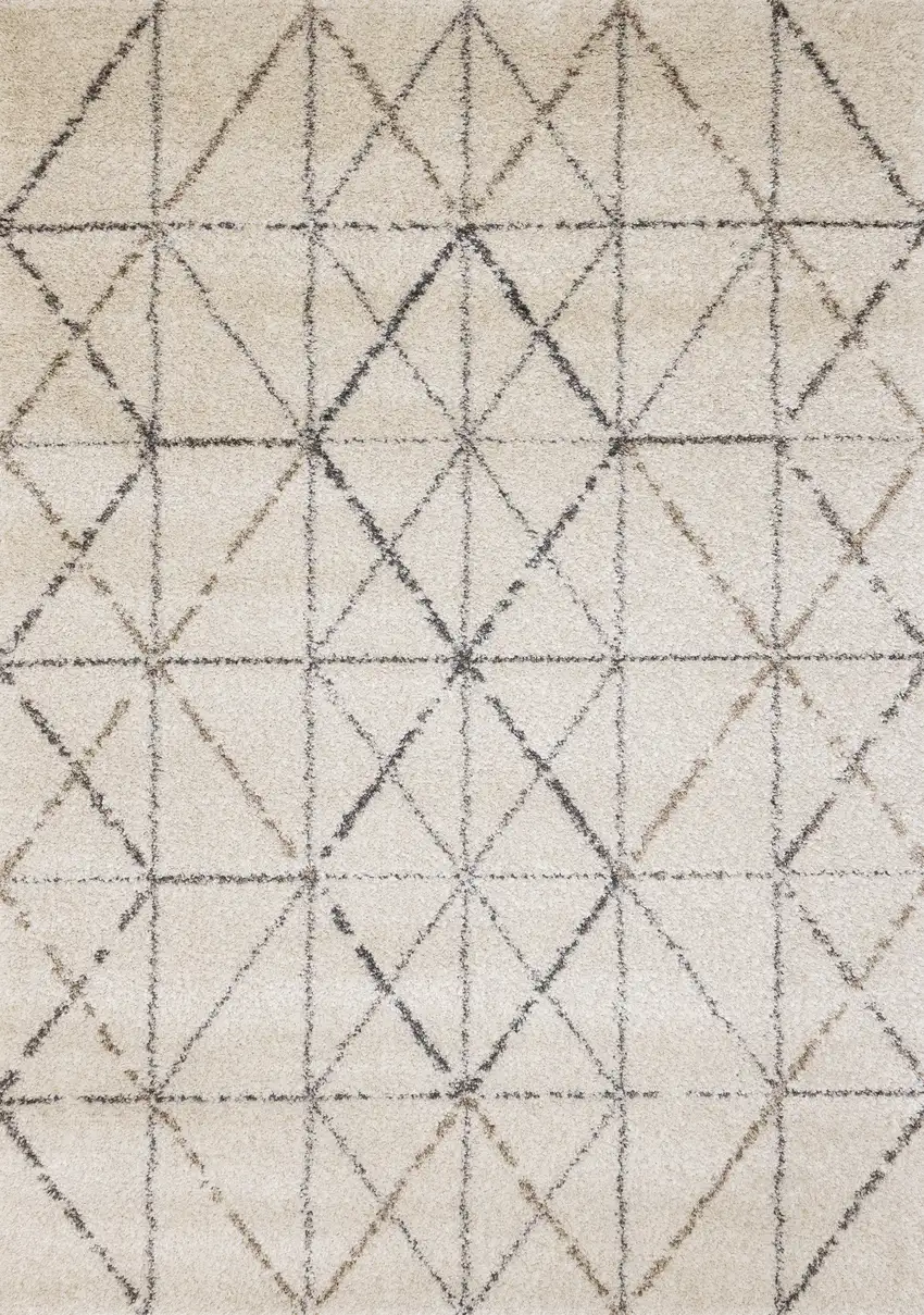 Cream And Gray Tribal Area Rug Photo 5