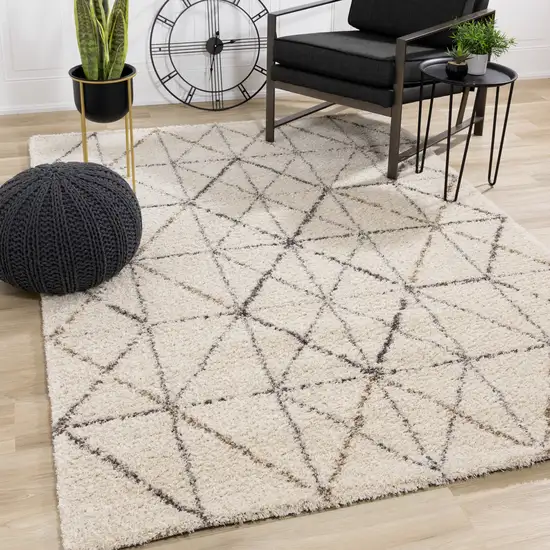 Cream And Gray Tribal Area Rug Photo 6