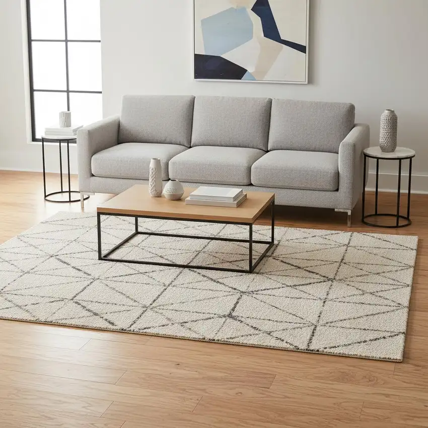 Cream And Gray Tribal Area Rug Photo 1