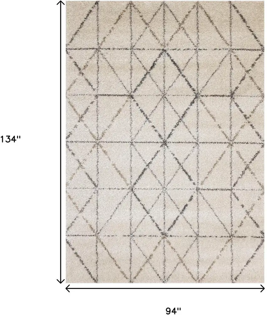 Cream And Gray Tribal Area Rug Photo 3