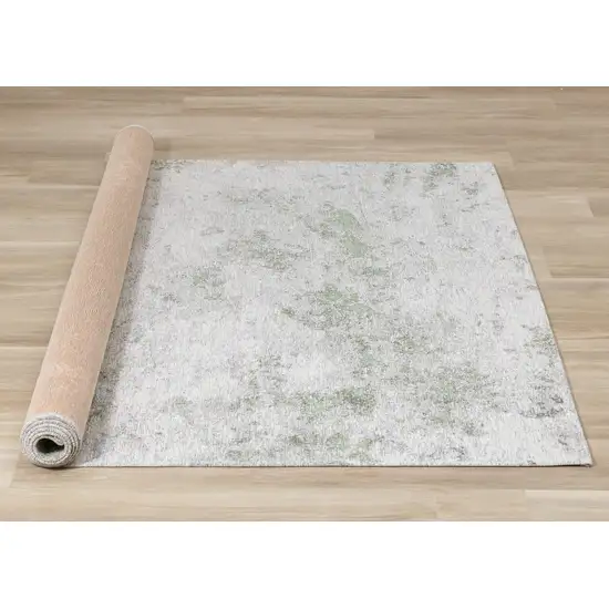Cream And Green Abstract Area Rug Photo 9