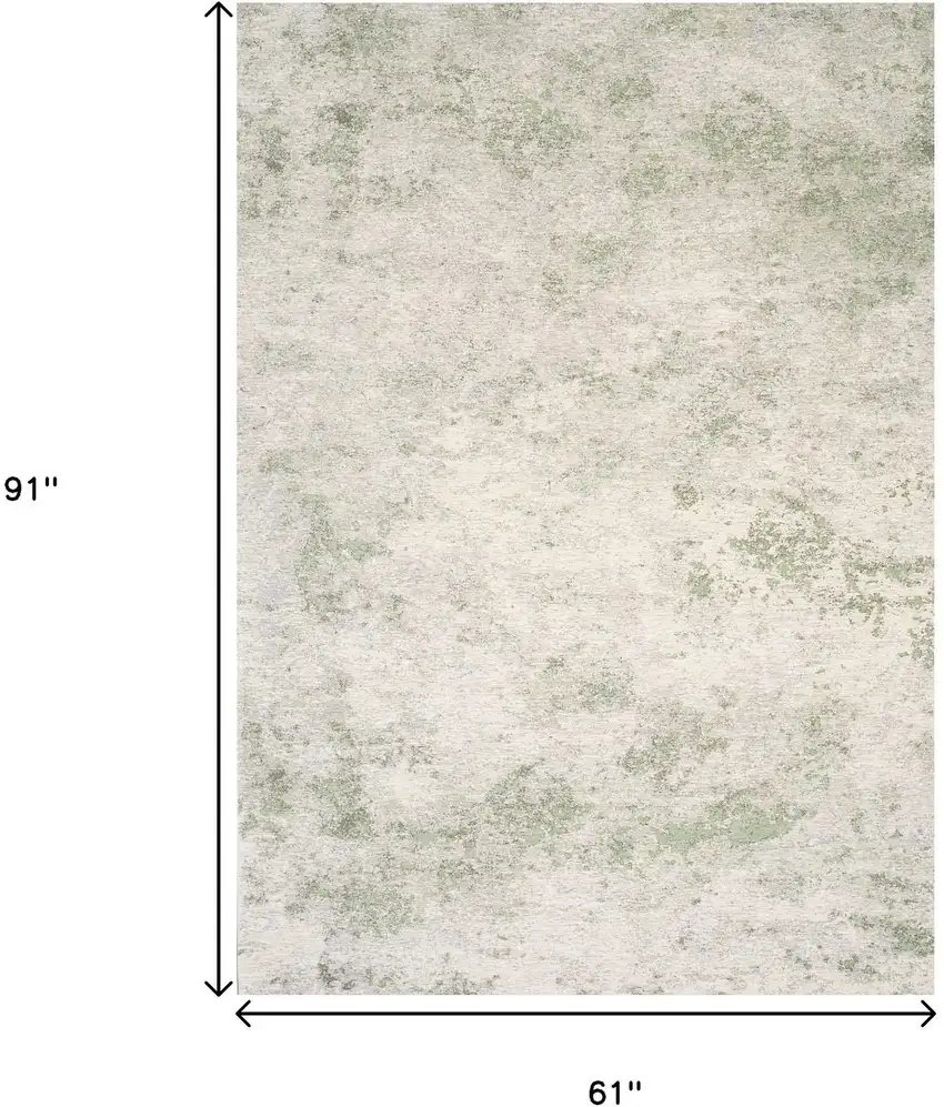 Cream And Green Abstract Area Rug Photo 3