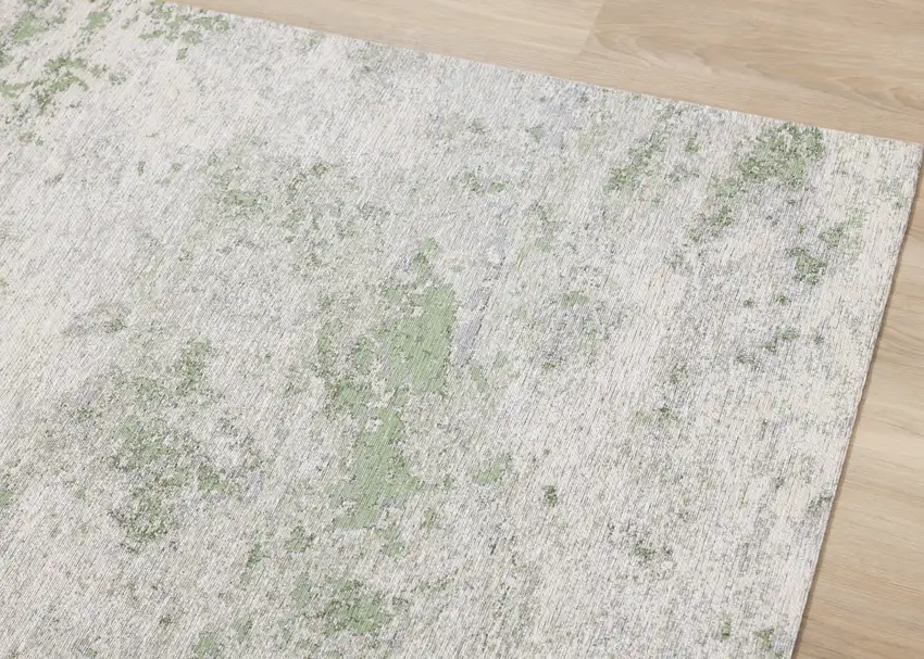 Cream And Green Abstract Area Rug Photo 7