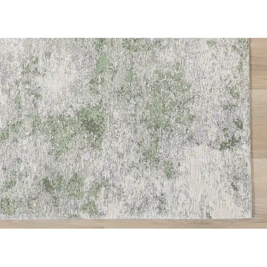 Cream And Green Abstract Area Rug Photo 8