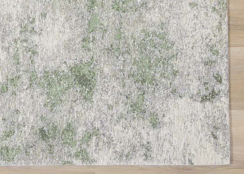 Cream And Green Abstract Area Rug Photo 8