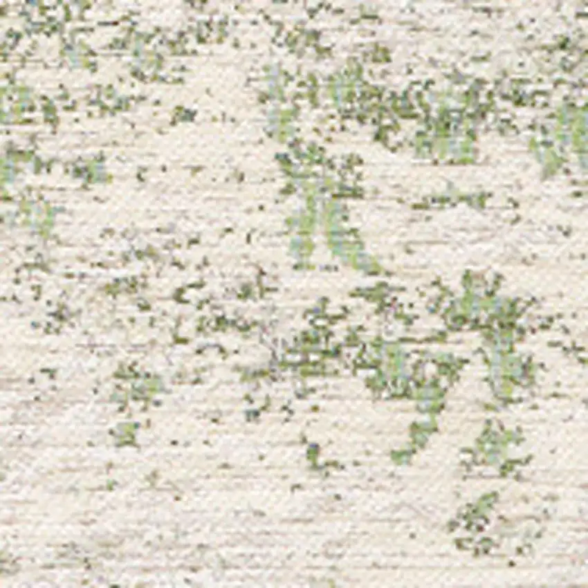 Cream And Green Abstract Area Rug Photo 4