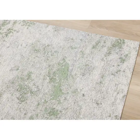 Cream And Green Abstract Area Rug Photo 8