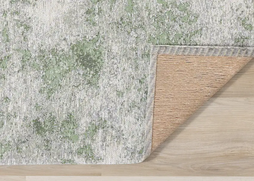 Cream And Green Abstract Area Rug Photo 9