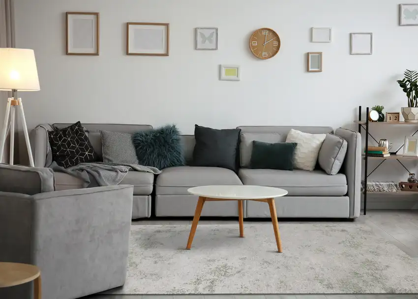 Cream And Green Abstract Area Rug Photo 7