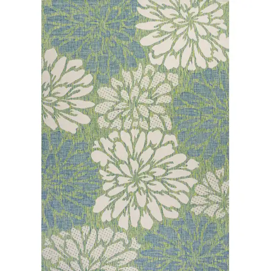 Cream And Green Floral Indoor Outdoor Area Rug Photo 3