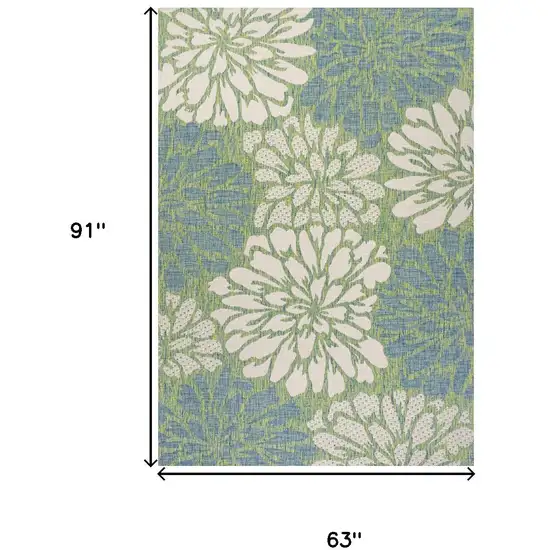 Cream And Green Floral Indoor Outdoor Area Rug Photo 5