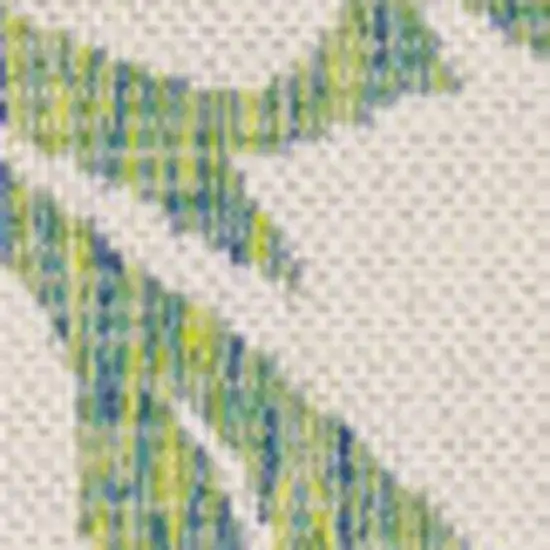 Cream And Green Floral Indoor Outdoor Area Rug Photo 2