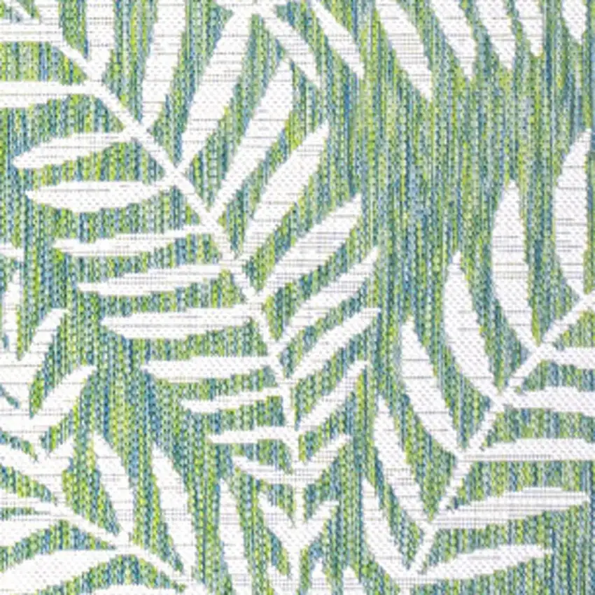 Cream And Green Floral Indoor Outdoor Area Rug Photo 2