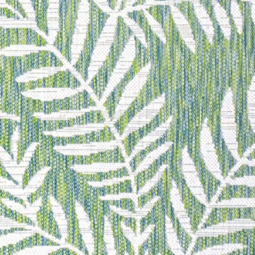 Cream And Green Floral Indoor Outdoor Area Rug Photo 2