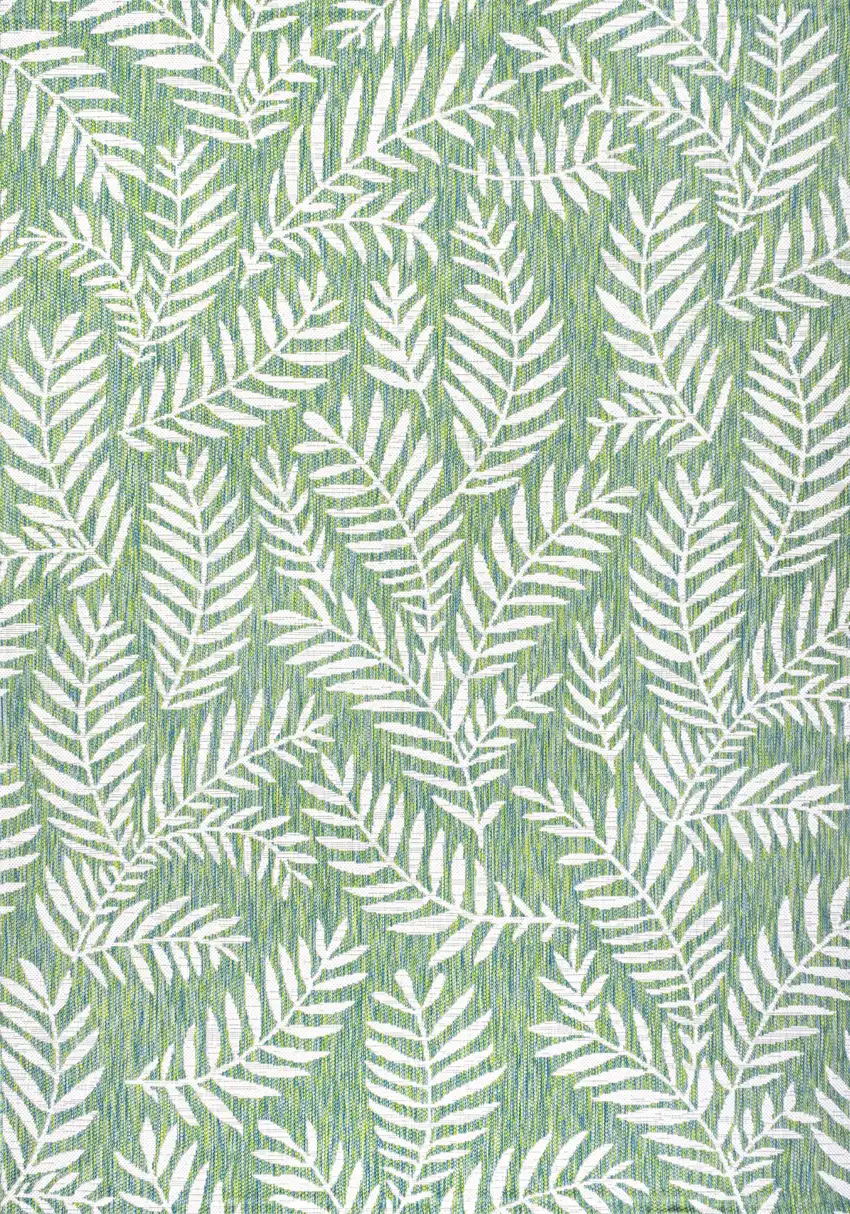 Cream And Green Floral Indoor Outdoor Area Rug Photo 1