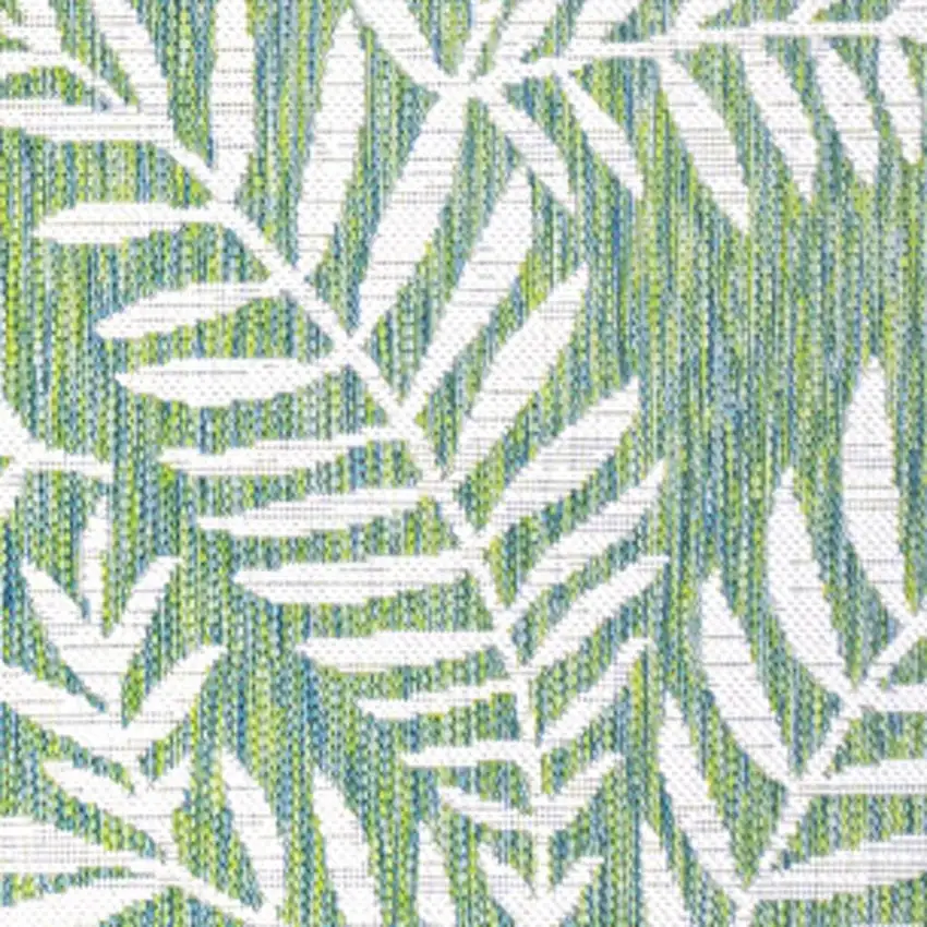 Cream And Green Floral Indoor Outdoor Area Rug Photo 2