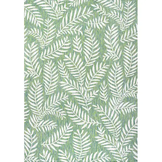 Cream And Green Floral Indoor Outdoor Area Rug Photo 1