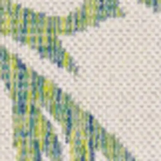 Cream And Green Floral Indoor Outdoor Area Rug Photo 2