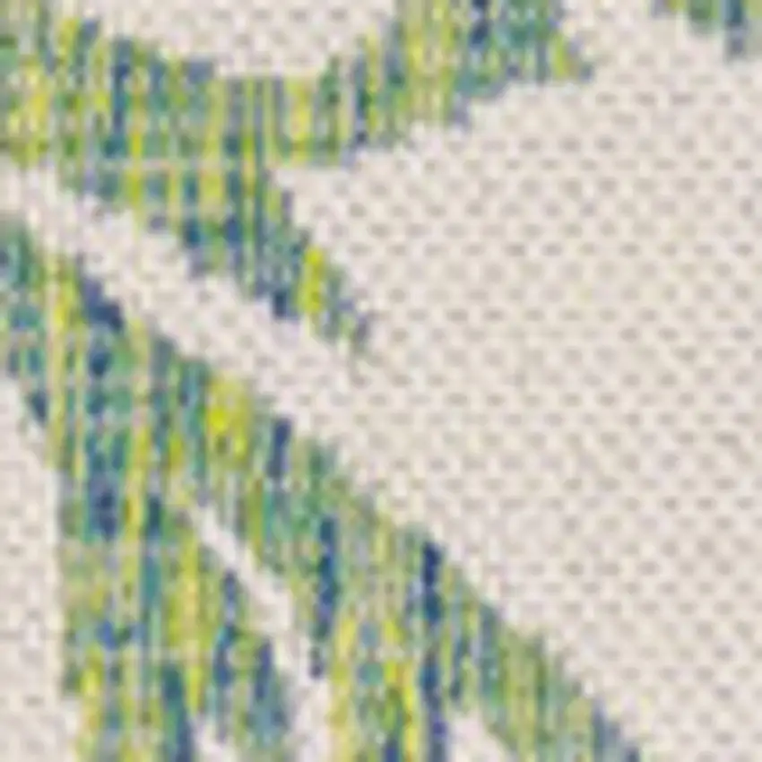 Cream And Green Floral Indoor Outdoor Area Rug Photo 2