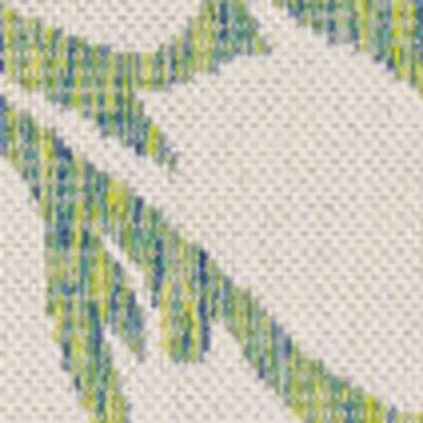 Cream And Green Floral Indoor Outdoor Area Rug Photo 3