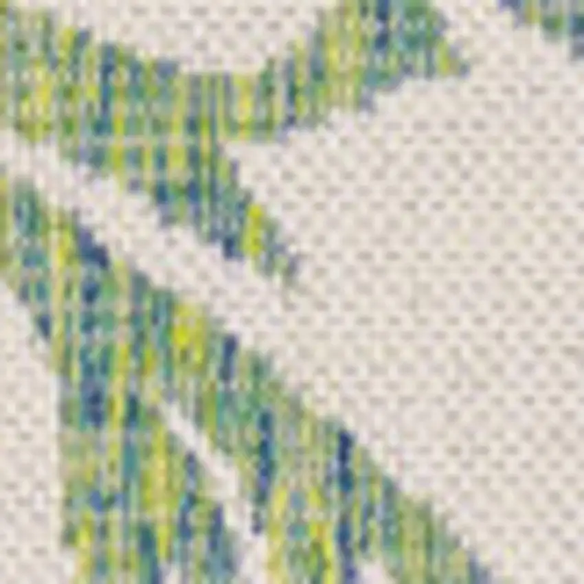 Cream And Green Floral Indoor Outdoor Area Rug Photo 2