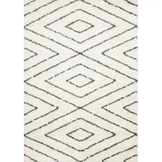 Cream And Green Geometric Area Rug Photo 2