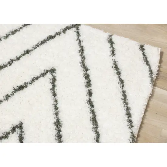 Cream And Green Geometric Area Rug Photo 5