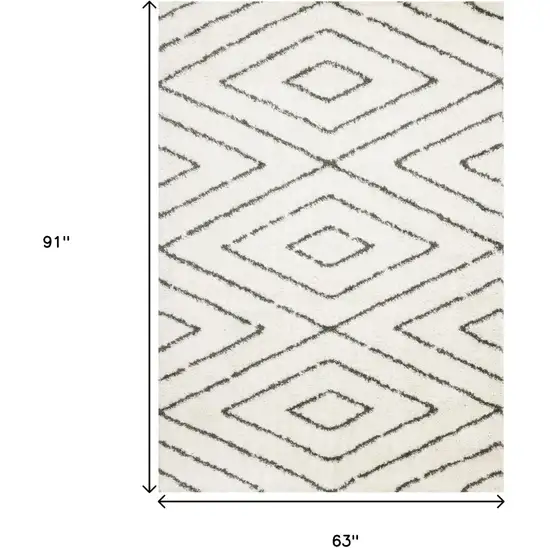 Cream And Green Geometric Area Rug Photo 3