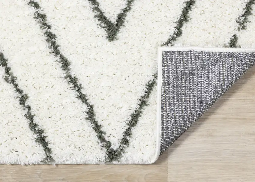 Cream And Green Geometric Area Rug Photo 8