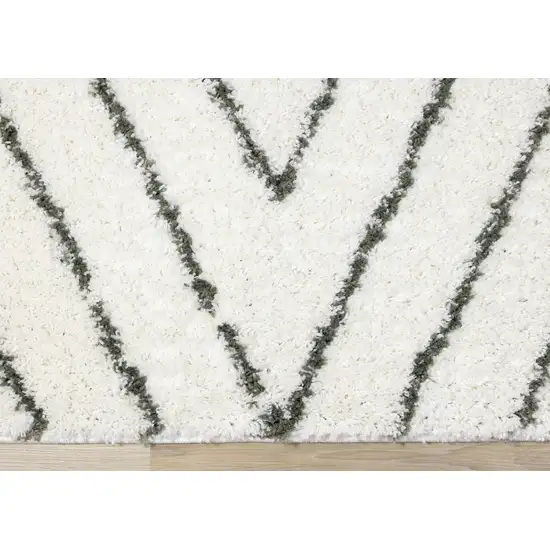 Cream And Green Geometric Area Rug Photo 9