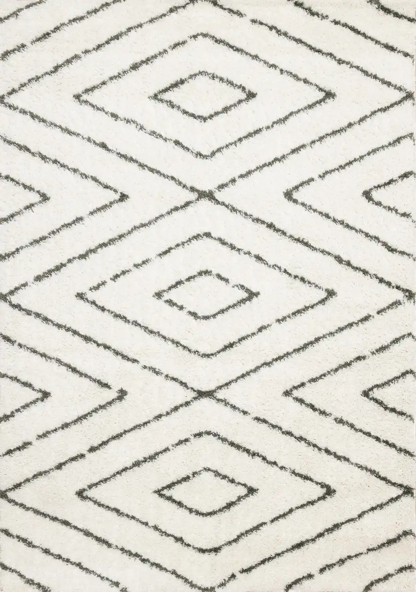 Cream And Green Geometric Area Rug Photo 2