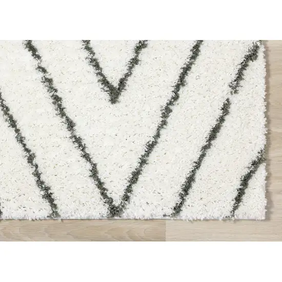 Cream And Green Geometric Area Rug Photo 7