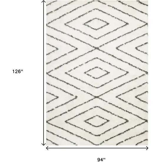 Cream And Green Geometric Area Rug Photo 3