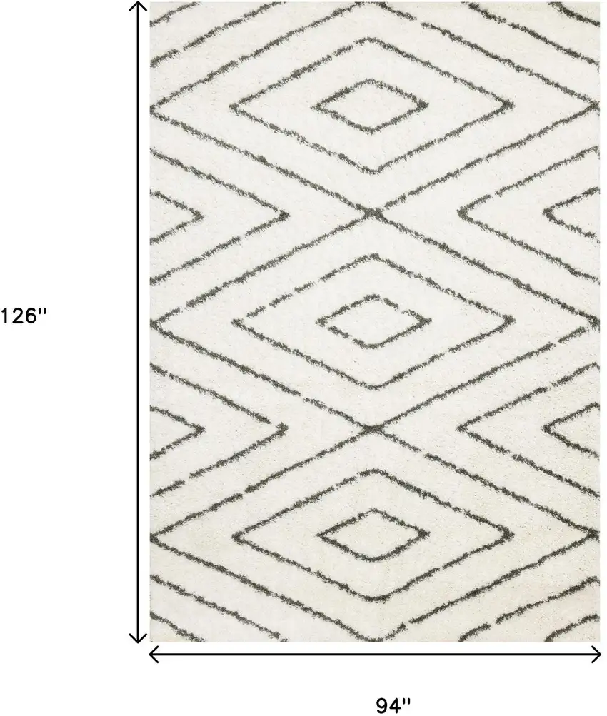 Cream And Green Geometric Area Rug Photo 3