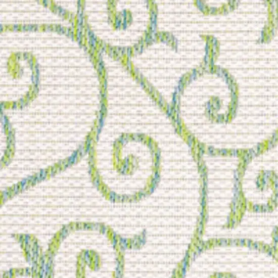 Cream And Green Geometric Indoor Outdoor Area Rug Photo 2