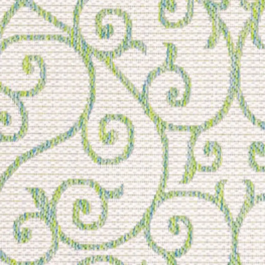 Cream And Green Geometric Indoor Outdoor Area Rug Photo 3