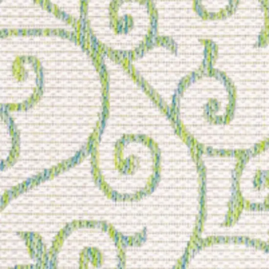 Cream And Green Geometric Indoor Outdoor Area Rug Photo 2