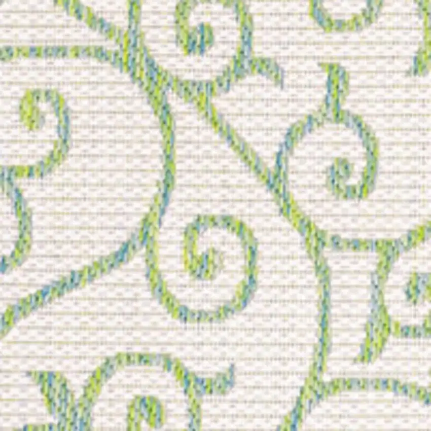 Cream And Green Geometric Indoor Outdoor Area Rug Photo 2