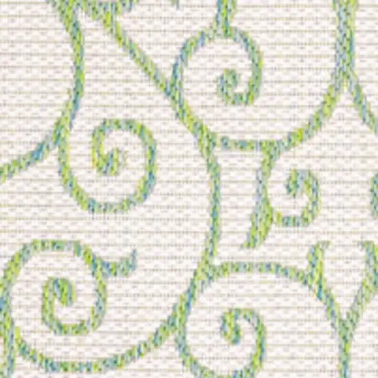 Cream And Green Geometric Indoor Outdoor Area Rug Photo 2