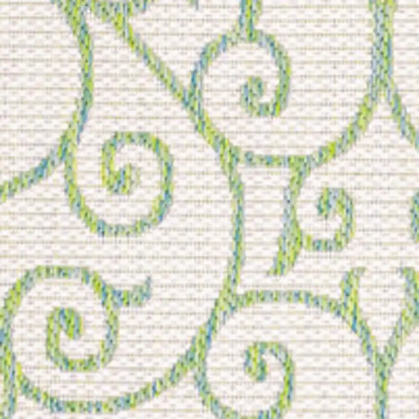 Cream And Green Geometric Indoor Outdoor Area Rug Photo 2