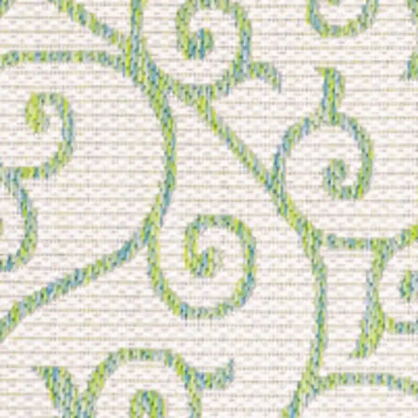 Cream And Green Geometric Indoor Outdoor Area Rug Photo 2