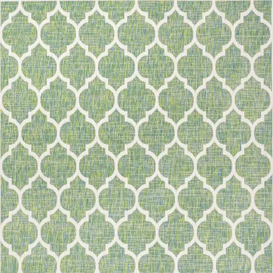 Cream And Green Geometric Indoor Outdoor Area Rug Photo 3