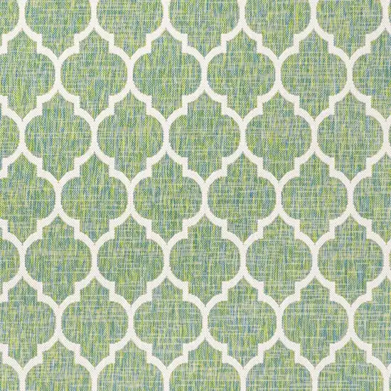 Cream And Green Geometric Indoor Outdoor Area Rug Photo 2