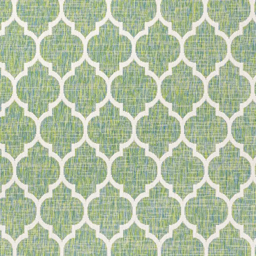 Cream And Green Geometric Indoor Outdoor Area Rug Photo 2